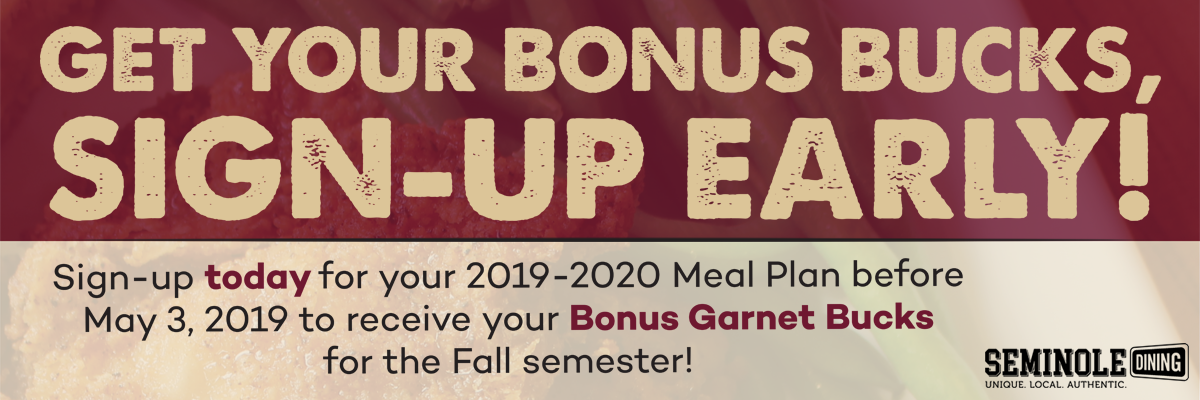 Sign-up Early to Get Bonus Garnet Bucks for the Fall Semester! 