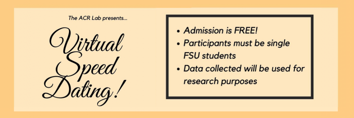 Flyer advertising Virtual Speed Dating for single FSU undergraduates