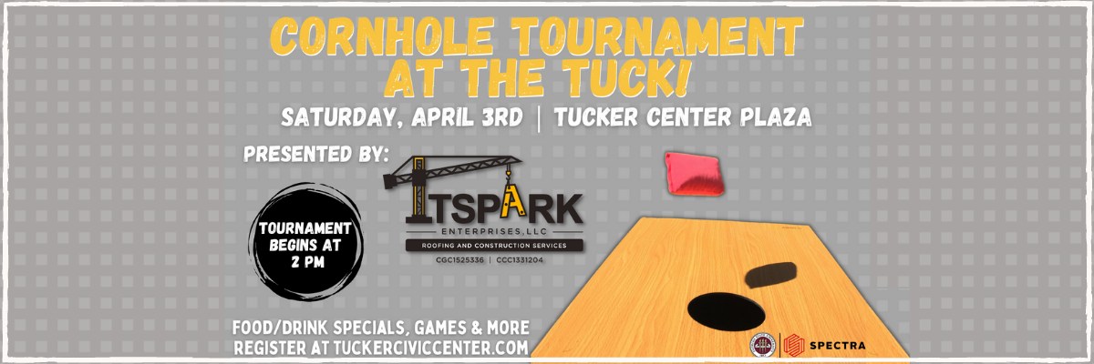 Cornhole tournament at the Tuck flyer