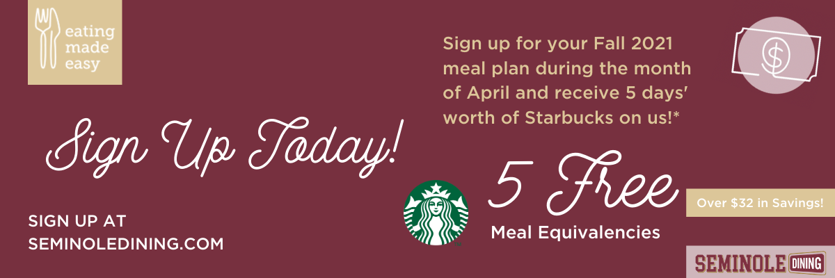 April Meal Plan Promotion: Sign up and get 5 days of Starbucks