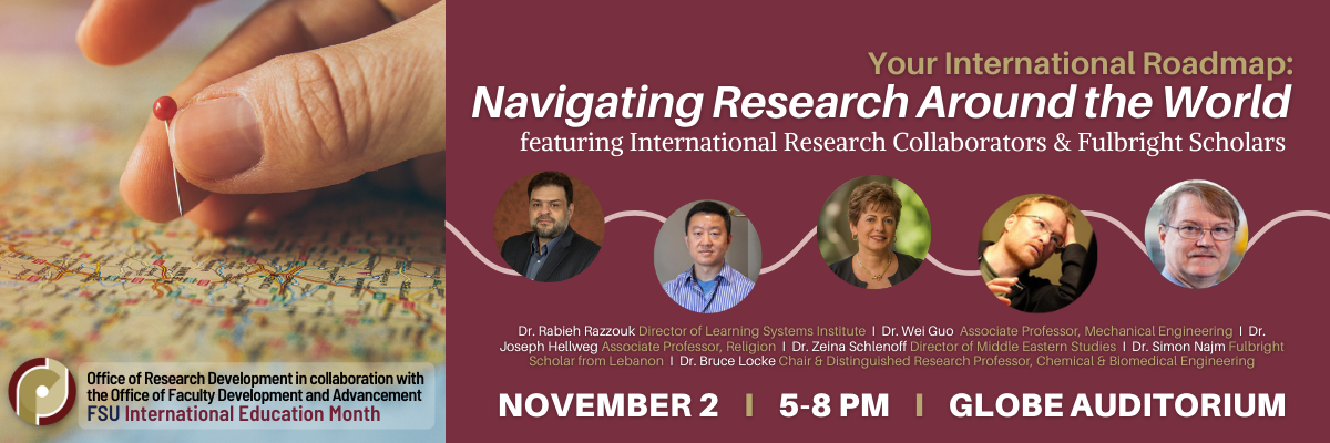 Banner image of the event panelists and a road map