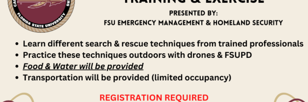 Search and rescue training and exercise descriptive image. Text on image is mirrored in the body of this announcement.