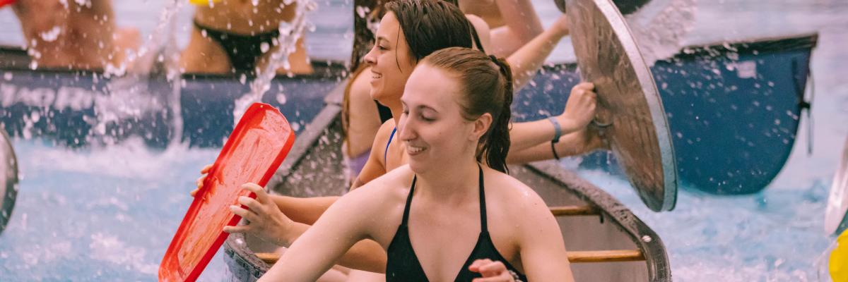 Students playing Battleship at the Leach Center Pool
