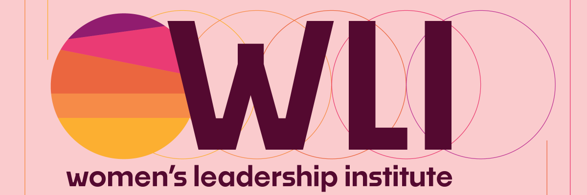 Pink background with sunrise and WLI: Women's Leadership Institute