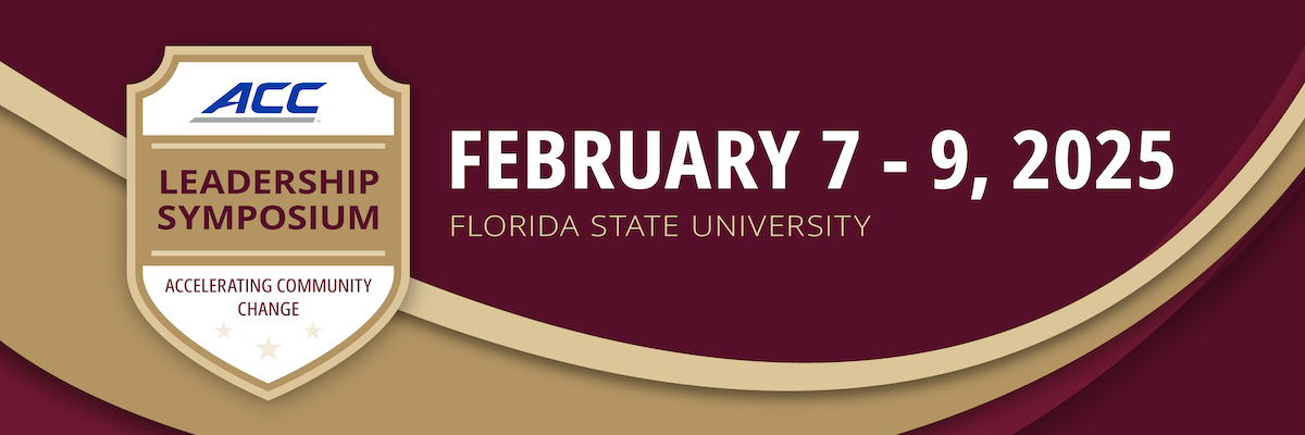 ACC Leadership Symposium Badge with gold swoosh across background