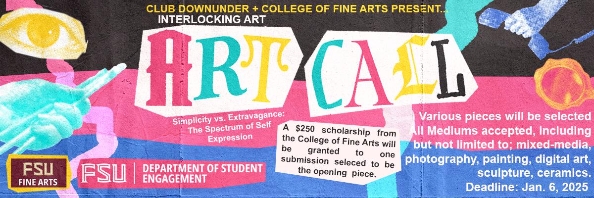 Art Call for Interlocking Art, A Multi-Media Gala in Spring 2025.