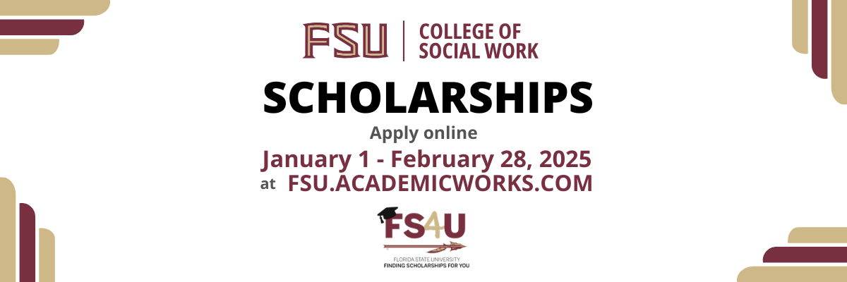 2025 College of Social Work flyer with an application window of January 1 - February 28, 2025