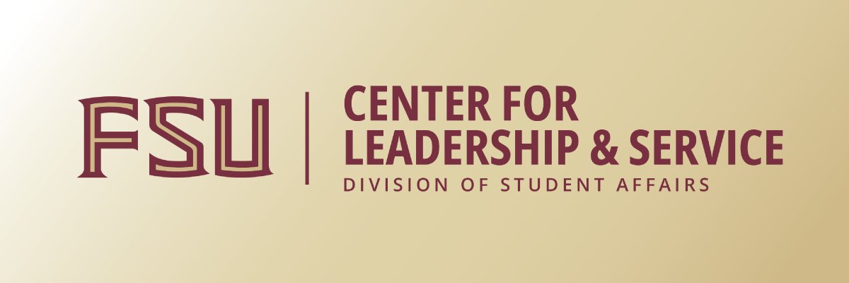 Center for Leadership & Service logo over a old gradient background