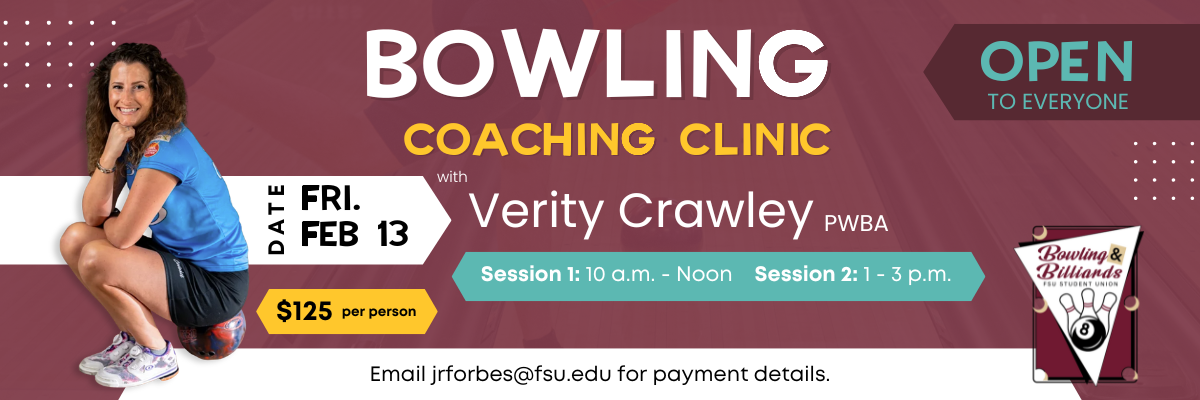 FSU Bowling & Billiards to Host Coaching Clinic with Pro Bowler Verity Crawley