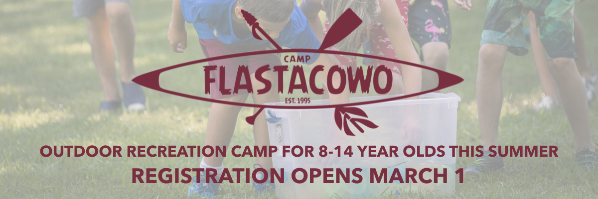 Kids playing in background - camp flastacowo logo
