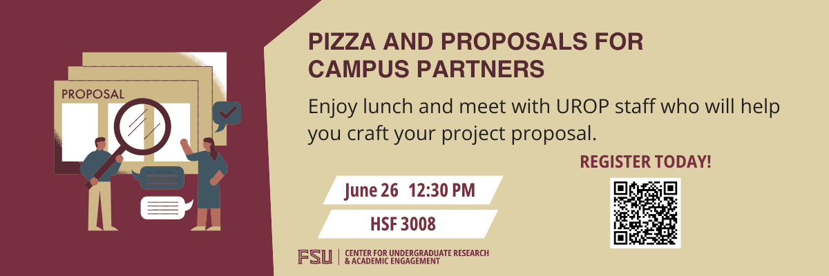 Graphic providing information about the Pizza and Proposals event