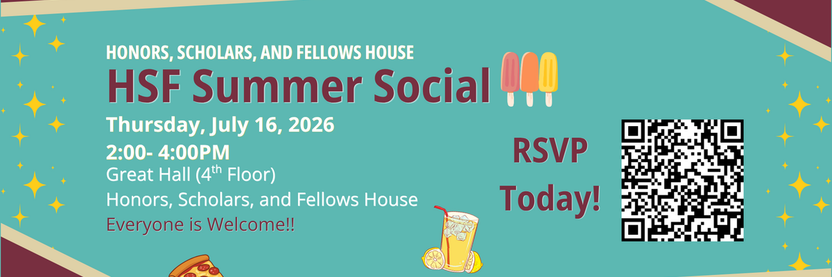 Graphic depicting event details for the 2026 HSF Summer Social