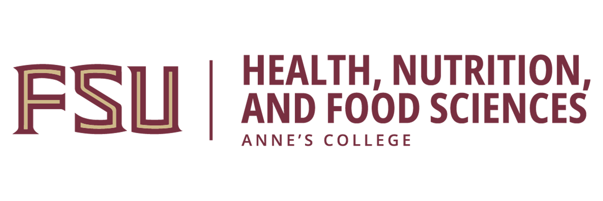 FSU Health, Nutrition, and Food Sciences wordmark written in garnet on a white background