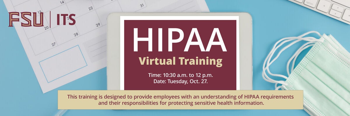 graphic describing upcoming HIPAA virtual training October 27 at 10:30am