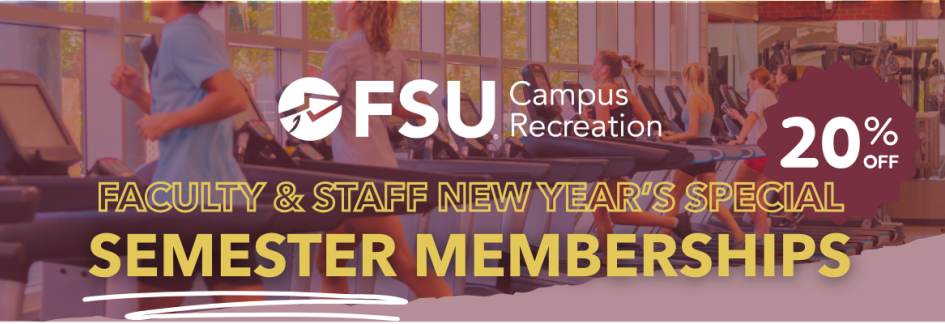 fac/staff memberships for semester 20% off
