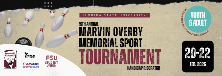  FSU Bowling and Billiards to Host 18th Annual Marvin Overby Memorial Sport Tournament Feb 20-22. 