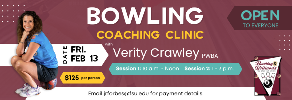 FSU Bowling & Billiards to Host Coaching Clinic with Pro Bowler Verity Crawley