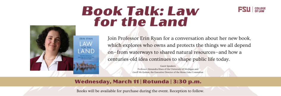 Erin Ryan Book Panel: Law for the Land Event Graphic
