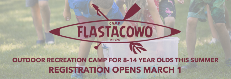 Kids playing in background - camp flastacowo logo