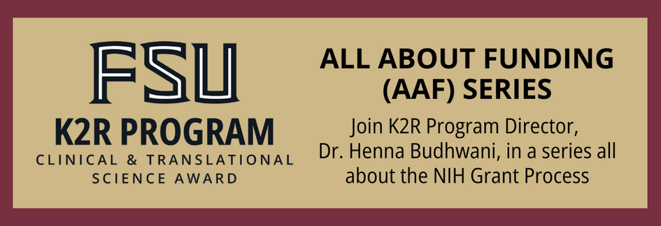 Garnet and Gold colored banner that reads "All About Funding (AAF) Series"
