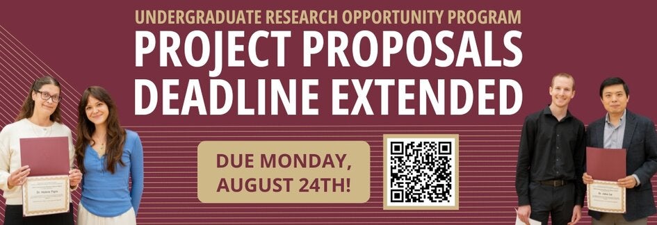 Graphic depicting the UROP project portal deadline of Aug. 24th.