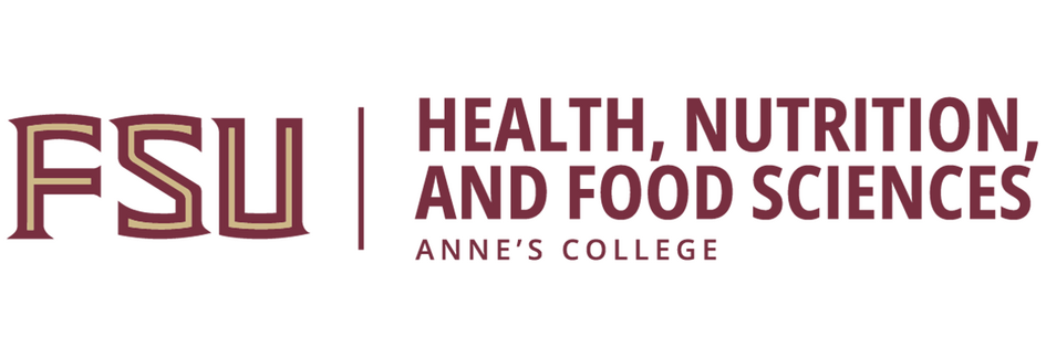 FSU Health, Nutrition, and Food Sciences wordmark written in garnet on a white background