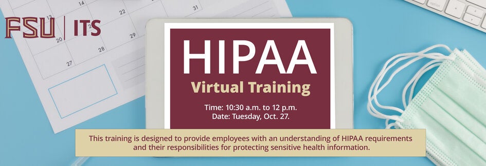 graphic describing upcoming HIPAA virtual training October 27 at 10:30am