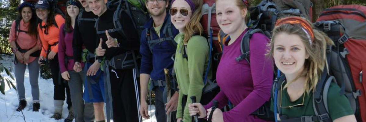 Students Hiking in the Snow