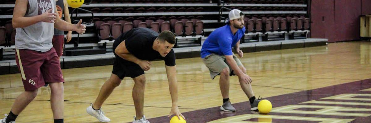 Students playing dodgeball