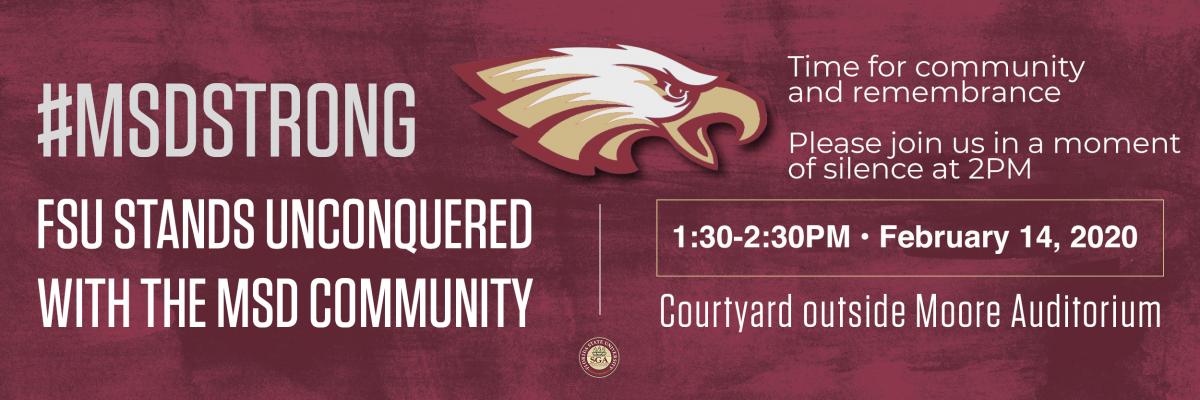 Advertisement for MSD Strong Community Gathering on 2/14