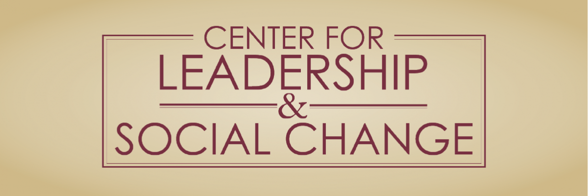 Garnet logo over a gold gradient background: Center for Leadership & Social Change