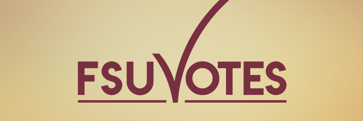 FSU Votes logo in garnet over a gold gradient