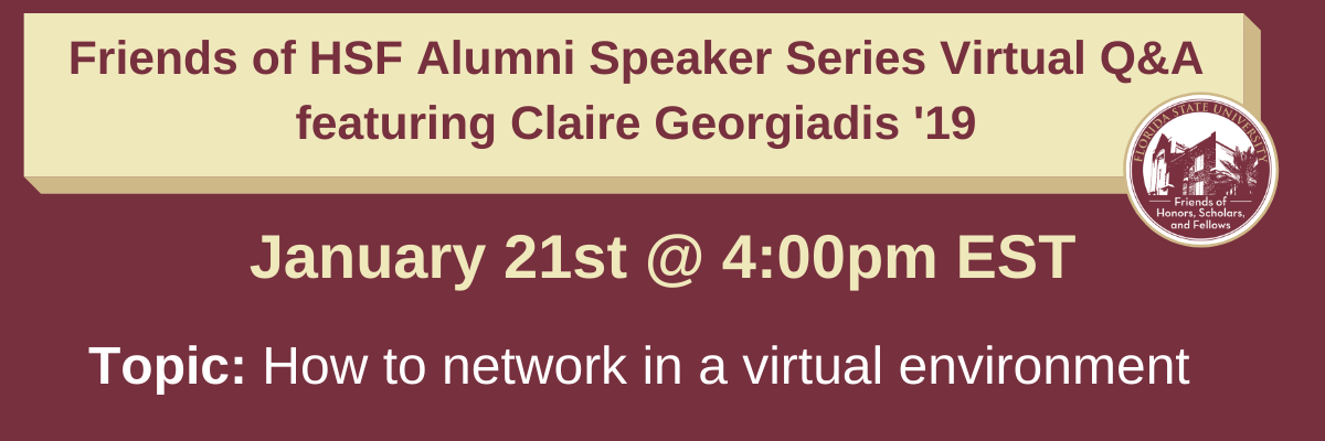 Alumni Speaker Series Virtual Q&A Featuring Claire Georgiadis '19