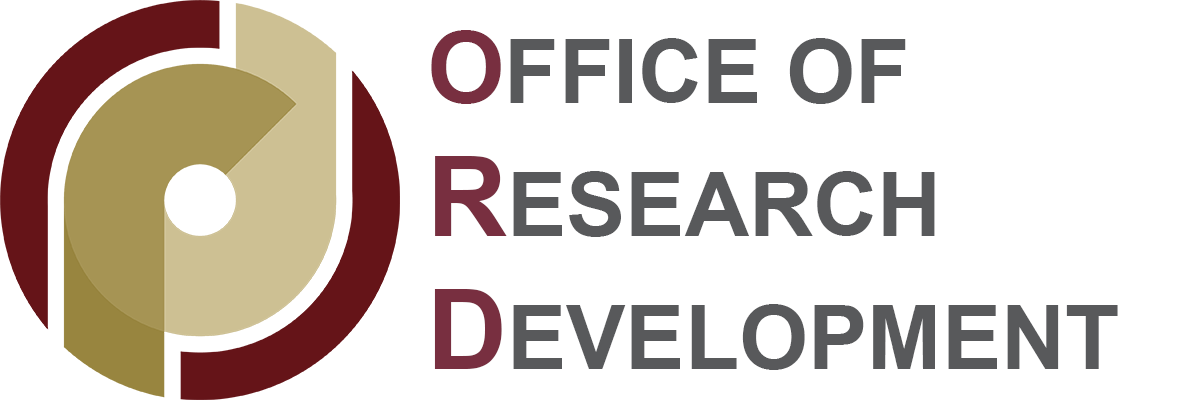 Office of Research Development logo in grey text with the initials ORD in red text.