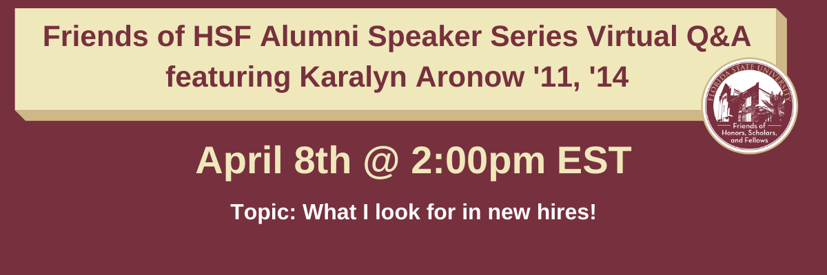 Alumni Speaker Series Virtual Q&A Featuring Karalyn Aronow '11, '14