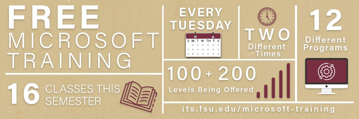 Free live Microsoft Training sessions every Tuesday with 12 different programs being offered. 