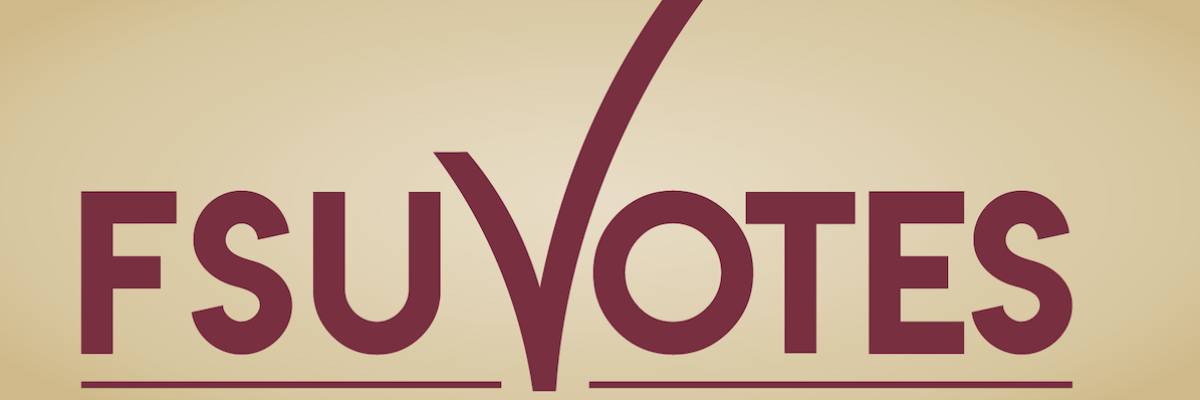Garnet FSU Votes logo over gold gradient background