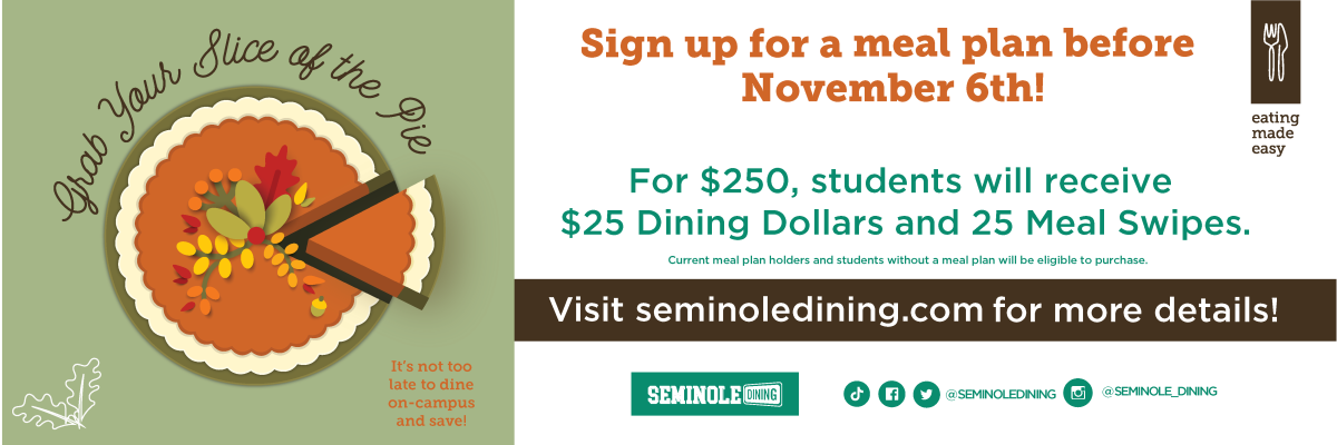 Grab Your Slice of the Pie! Sign Up for a Meal Plan by November 6th