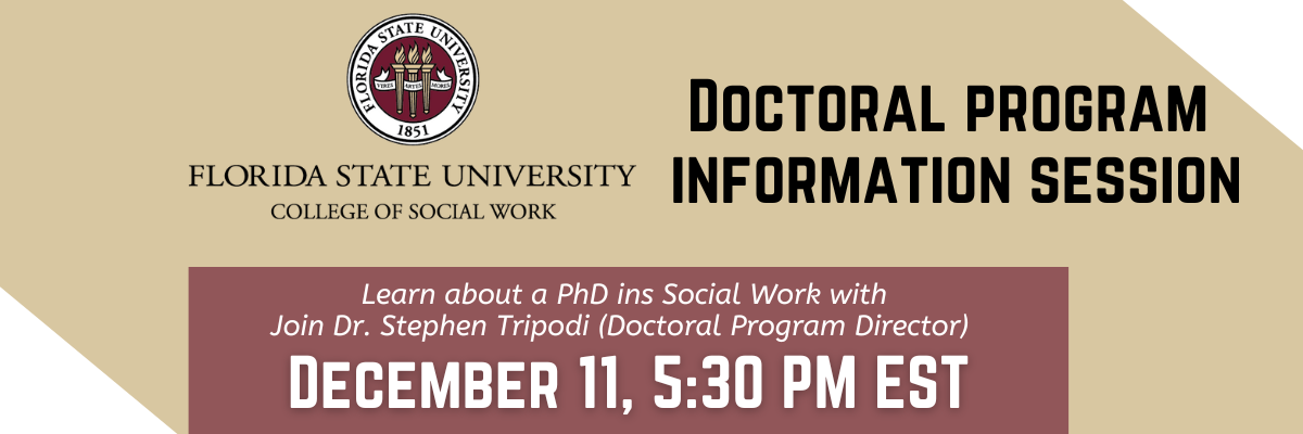 Banner graphic for Social WorkDoctoral Program Information Session on December 11