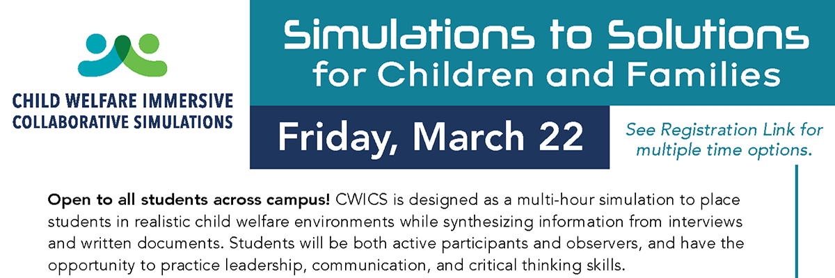 Simulations to Solutions for Children and Families on March 22 flyer