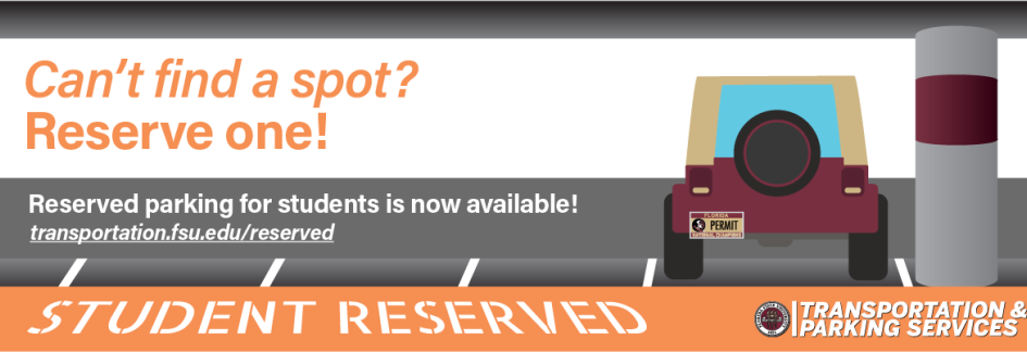 Reserved parking for students is now available!